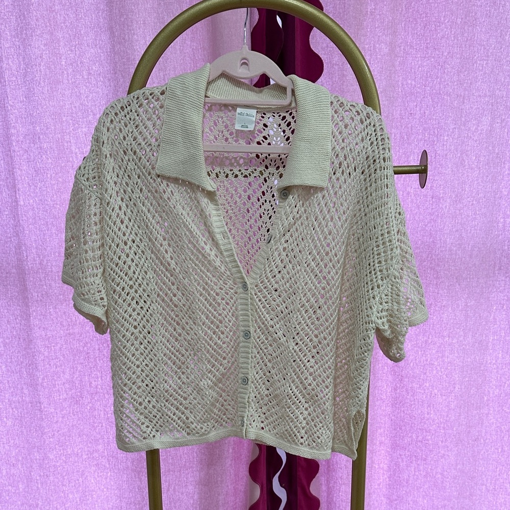 Wild Fable Cream Knit Button-Up Tunic